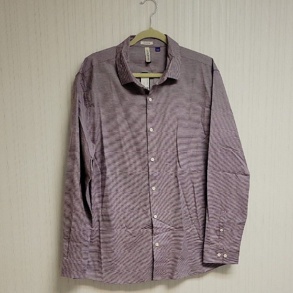 Artefact Long Sleeve Burgundy White Stripe Button Down Large New Business Office